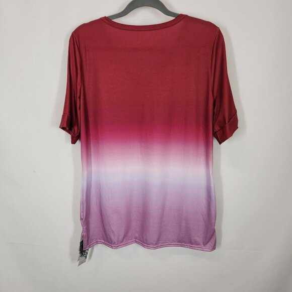 NWT Womens Fashion Casual Gradient V-Neck Short Sleeve Tee Size Small - Picture 4 of 6